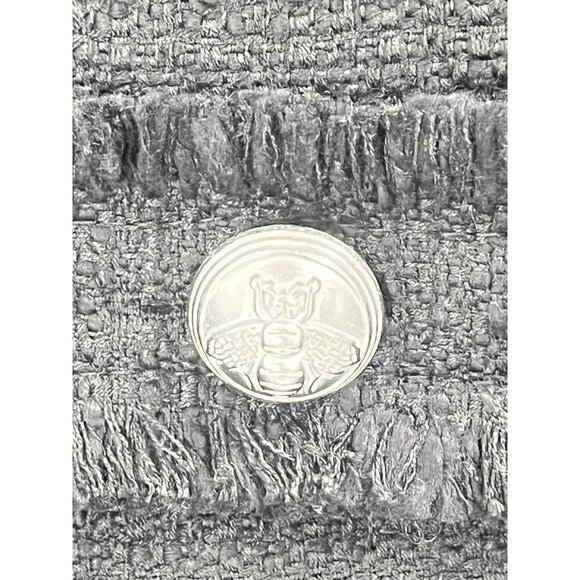 H&M Textured Weave Black Knit Cotton Jacket Decorative Buttons Sz M - Picture 3 of 8